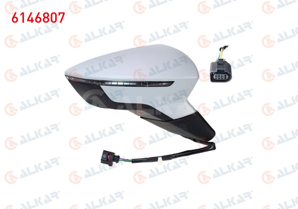 ALKAR 6146807 | Dış Dikiz Aynası Sağ Elektrikli Isıtmalı Astarlı Otomatik Katlanır Sinyalli Hafızalı 12 Pin Seat Leon (5F1) 2012-2020