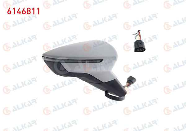 ALKAR 6146811 | Dış Dikiz Aynası Sağ Elektrikli Isıtmalı Astarlı Otomatik Katlanır Sinyalli 8 Pin Seat Ibiza V (Kj1) 2017 -