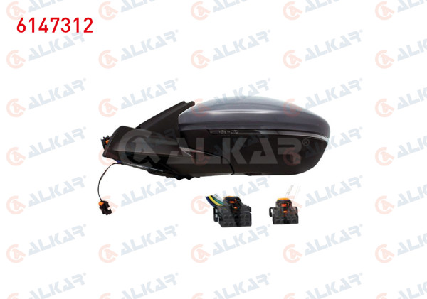 ALKAR 6147312 | Dış Dikiz Aynası Sol Elektrikli Isıtmalı Astarlı Otomatik Katlanır Sinyalli Alt Aydınlatmalı Ledlı Kör Noktalı 12 Pin Opel Corsa F 2019-/ Peugeot 208 II 2019 -