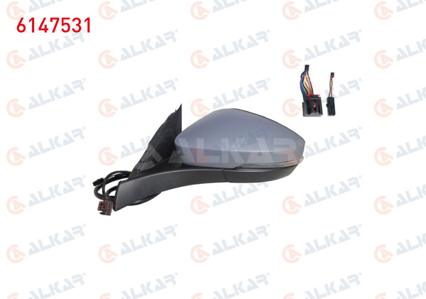 ALKAR 6147531 | Dış Dikiz Aynası Sol Elektrikli Asferık Isıtmalı Astarlı Otomatik Katlanır Sinyalli Alt Aydınlatmalı Kör Noktalı 9 + 2 Pin Volkswagen T-Roc (A11) 2017 -