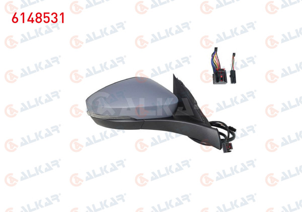 ALKAR 6148531 | Dış Dikiz Aynası Sağ Elektrikli Isıtmalı Astarlı Otomatik Katlanır Sinyalli Alt Aydınlatmalı Hafızalı Kör Noktalı 13 + 2 Pin Volkswagen T-Roc (A11) 2017 -