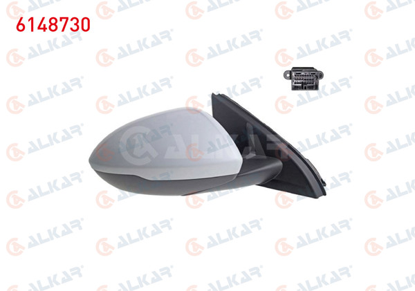 ALKAR 6148730 | Dış Dikiz Aynası Sağ Elektrikli Isıtmalı Astarlı Otomatik Katlanır Alt Aydınlatmalı Hafızalı 13 Pin Opel Insignia B (Z18) 2017 -