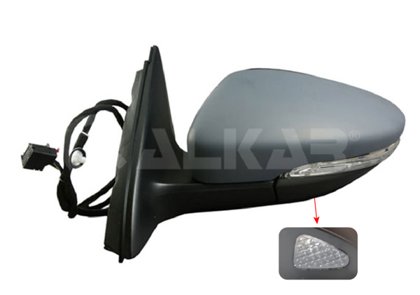ALKAR 6149181 | Dış Dikiz Aynası Sol Elektrikli Asferık Isıtmalı Astarlı Otomatik Katlanır Sinyalli 9 Pin Alt Aydınlatma Volkswagen Jetta IV 2010-2014