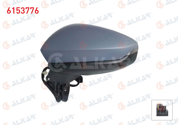 ALKAR 6153776 | Dış Dikiz Aynası Sol Elektrikli Asferık Astarlı Otomatik Katlanır Sinyalli Hafızalı Ledlı 14 Pin Audi A3 Sportback 2019 -
