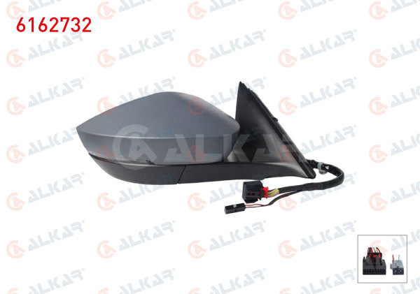 ALKAR 6162732 | Dış Dikiz Aynası Sağ Elektrikli Isıtmalı Astarlı Otomatik Katlanır Sinyalli Ledlı Kör Noktalı 8 + 2 Pin Skoda Octavia IV 2020 -