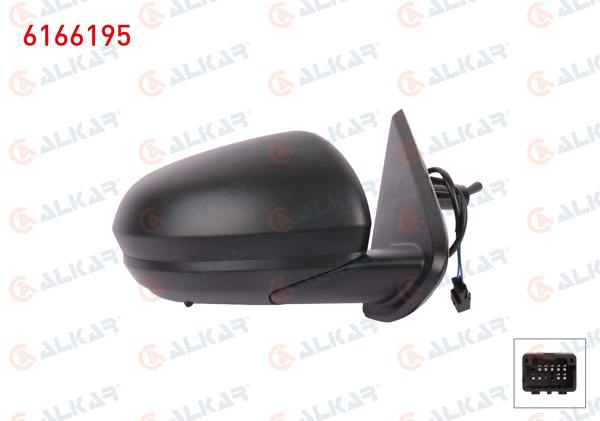 ALKAR 6166195 | Dış Dikiz Aynası Sağ Mekanik Sensörlü 2 Pin Dacia Duster 2017 -