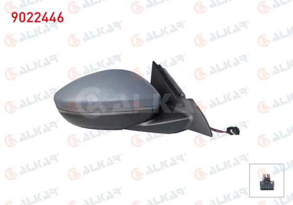 ALKAR 9022446 | Dış Dikiz Aynası Sağ Elektrikli Isıtmalı Astarlı Sinyalli Sensörlü 6 + 2 Pin Opel Mokka 2020 -