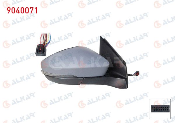 ALKAR 9040071 | Dış Dikiz Aynası Sağ Elektrikli Isıtmalı Astarlı Sinyalli 8 Pin Volkswagen T-Cross 2018 -