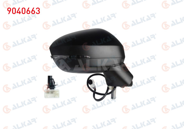 ALKAR 9040663 | Dış Dikiz Aynası Sağ Elektrikli Isıtmalı Astarlı Sinyalli Kör Noktalı 9 Pin Nissan Qashqai 2021 -