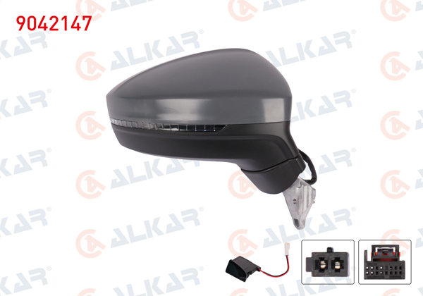 ALKAR 9042147 | Dış Dikiz Aynası Sağ Elektrikli Isıtmalı Astarlı Sinyalli Kör Noktalı 8 Pin Volkswagen Tiguan 2017 -