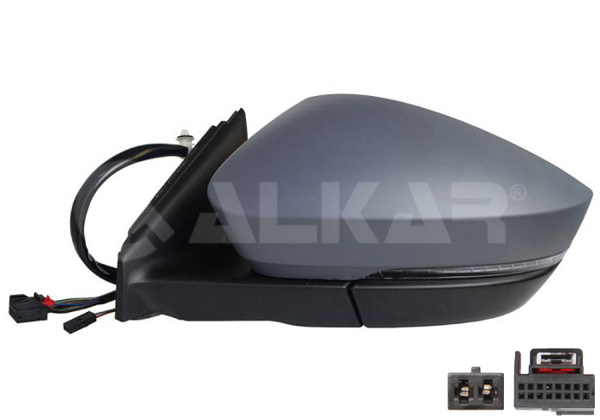 ALKAR 9049771 | Dış Dikiz Aynası Sol Elektrikli Isıtmalı Astarlı Otomatik Katlanır Sinyalli Alt Aydınlatmalı Hafızalı Kör Noktalı Blıs 17 Pin Skoda Karoq 2017 -