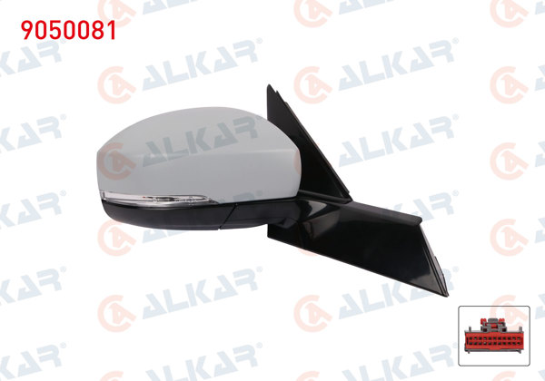 ALKAR 9050081 | Dış Dikiz Aynası Sağ Elektrikli Isıtmalı Astarlı Otomatik Katlanır Sinyalli Alt Aydınlatmalı Hafızalı Led Sinyalli Kör Noktalı 16 Pin Land Rover Discovery V 2016 -