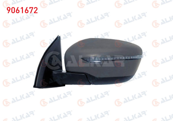 ALKAR 9061672 | Dış Dikiz Aynası Sol Astarlı Katlanır Isıtmalı Elektrikli Siyah Led Sinyalli 9 Pin Nissan Qashqai 2013 -