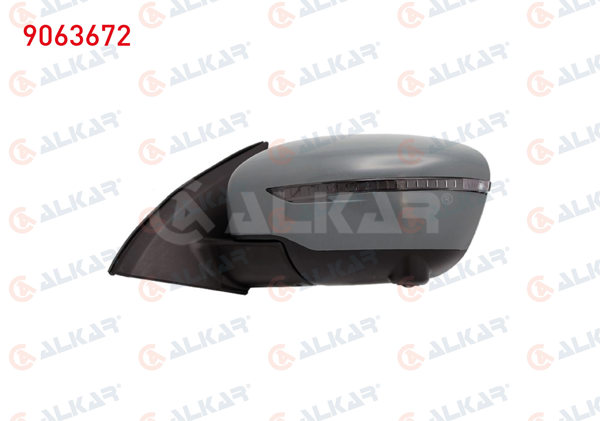 ALKAR 9063672 | Dış Dikiz Aynası Sol Astarlı Kameralı Katlanır Isıtmalı Elektrikli Siyah Led Sinyalli 13 Pin Nissan Qashqai 2013 -