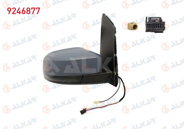 ALKAR 9246877 | Dış Dikiz Aynası Sağ Astarlı Katlanır Antenlı Isıtmalı Elektrikli 7 Pin Volkswagen Caddy 2015-2020