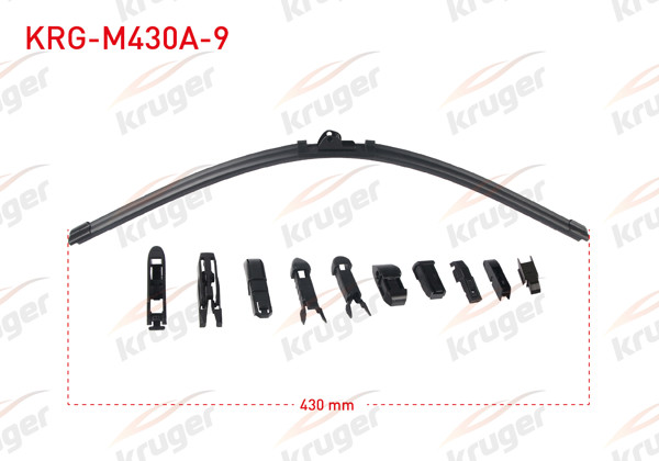 KRUGER KRG-M430A-9 | Silecek Süpürgesi Muz Tipi 10 Aparatlı 430mm Universal