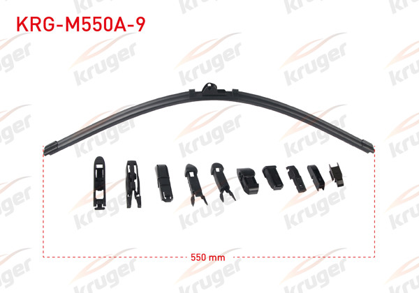 KRUGER KRG-M550A-9 | Silecek Süpürgesi Muz Tipi 10 Aparatlı 550mm Universal