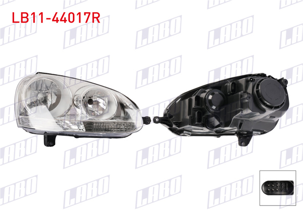 LABO LB11-44017R | Far Sağ Icı Nikelaj Motorsuz 6 Pin Volkswagen Golf V / Jetta 2005 -