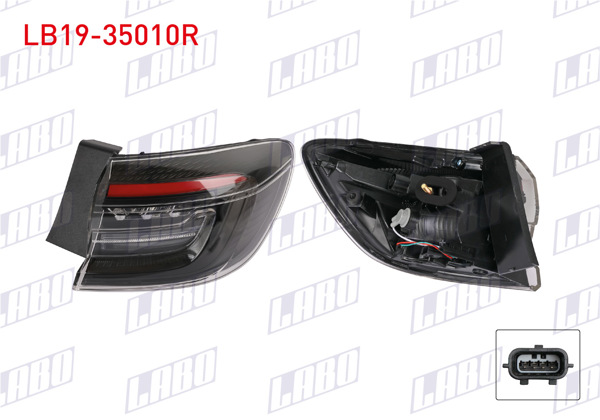 LABO LB19-35010R | Stop Sağ Dış Ledlı Siyah Cızgılı Renault Clio V Faz 2 2024 -