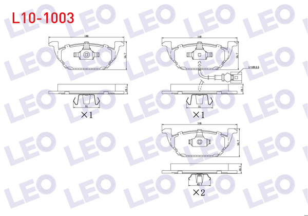 LEO L10-1003 | Fren Balata Ön Fişli VW Golf IV 1.4İ 16V 1997-2005 / Golf IV 1.6İ 1997-2005 / Golf V 1.6İ 2003-2009 / Bora 1.4İ 16V 1998-2005 / Audi A3 1.6 1996-2003 / N 1.9 TDI 1999-2006