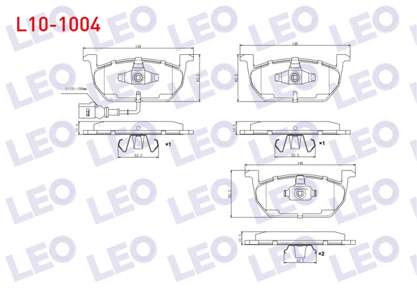 LEO L10-1004 | Fren Balata Ön Fişli VW Golf VII 2012-/ Polo 2017-/ T-Cross 2017-/ Skoda Octavia 2012-/ Kamıq 2017-/ Scala 2019-/ Seat N 2012-/ Arona 2017-/ Audi A3 Sportback 2012-2020 / A1 2019 -
