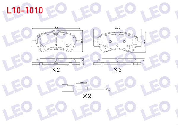 LEO L10-1010 | Fren Balata Fişli Arka Ford Tourneo Custom (V362) 2.2 TDCI 17.6mm 2012 -