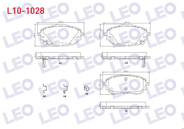 LEO L10-1028 | Fren Balata Ikazlı On Toyota Corolla 1.6 2012-/ Corolla 1.33 2012-/ Corolla 1.4 D-4D 2012-/ Auris (Nze18,Zre18) 1.4 D-4D 2012-/ Auris 1.6 2012-/ Auris 1.33 2012 -