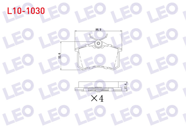 LEO L10-1030 | Fren Balata Arka 17,4mm Golf IV-V-VI / Jetta V-VI / Polo III-IV-V-VI / Caddy III / Clio III / Megane III-IV / 207 / 208 / 307 / 308 / Partner / C3 II-III / C4 II / A3 II / A4 II-III / A6 II / N II-III / Ibiza III-IV / Crossland