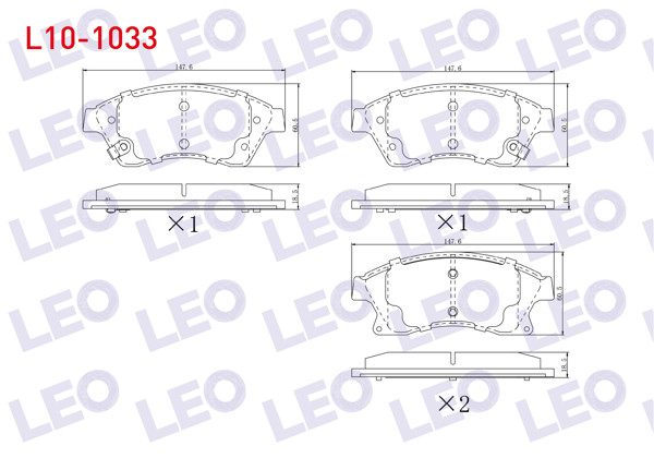 LEO L10-1033 | Fren Balata Ön Ikazlı Opel Astra J 1.3 CDTI 15 Jant 19.00mm 2009-2016 / 1.4İ 2009-2016 / 1.6İ 2009-2016 / Chevrolet Cruze (J300) 1.6 2009-2014 / Cruze (J305) 1.6 2011-2014 / Aveo (T300) 1.2 16V 2011-2014