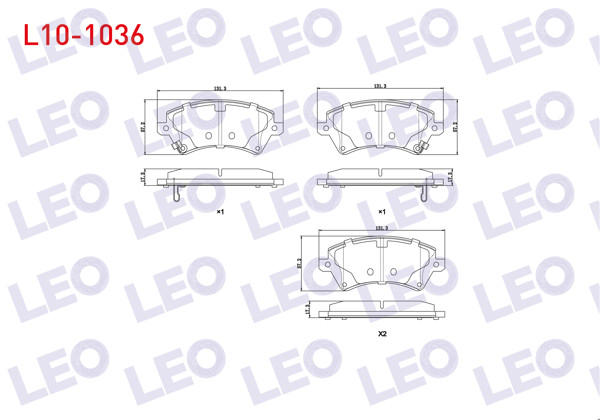 LEO L10-1036 | Fren Balata Ön Ikazlı Toyota Corolla 1.4 Vvt-I 2002-2007 / 1.6 Vvt-I 2002-2007 / 1.4 D-4D 2002-2007 / Corolla Verso 1.6 2004-2009 / 1.8 2004-2009 / 2.0 D-4D 2004-2009