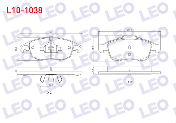 LEO L10-1038 | Fren Balata Ön Peugeot Partner Tepee 1.6 HDI 75 Hp 2008-/ Citroen Berlingo 1.6 HDI 2008-/ C4 G.Picasso 1.6 HDI 2006-/ C4 Picasso 1.6 HDI 2006-2013 / C4 1.6 HDI 2009-/ Ds4 1.6 E-HDI 2011-/ C4 1.6 2009 -