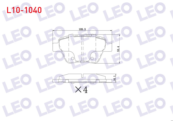 LEO L10-1040 | Fren Balata Arka Golf VI 2.0 TSI 2008-2013 / Golf VI 1.6 TDI 2008-2013 / Jetta IV 1.4 TSI 2011-/ Scirocco 1.4 TSI 2008-/ Audi A3 1.4 TFSI 2003-2012 / Seat N 1.4 TSI 2012-/ Skoda Superb 2.0 TDI 2010-2015