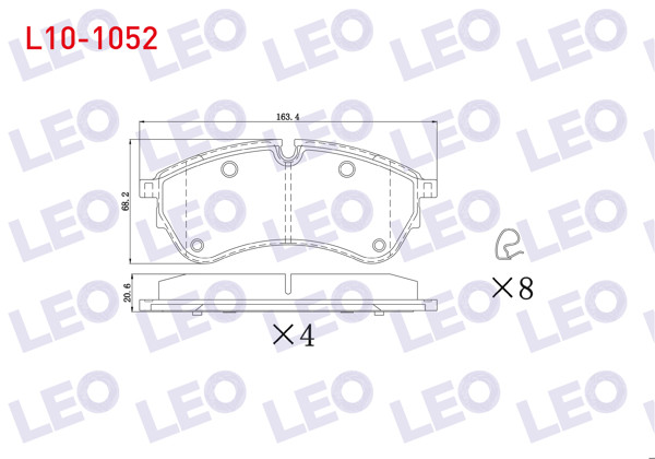 LEO L10-1052 | Fren Balata Ön Tek Teker VW Crafter 2.0 TDI 2018-/ Man Tge 2.0 TDI 2018 / Çift Teker Arka VW Crafter 2.0 TDI 2018-/ Man Tge 2.0 TDI 2018