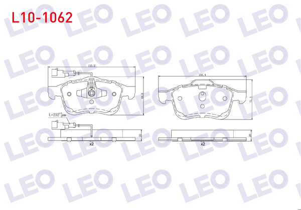 LEO L10-1062 | Fren Balata Ön Çift Fişli Fiat Doblo (152,263) 1.6 Mjt 2010-/ Doblo (152,263) 1.3 Mjt 2010-/ Doblo (152,263) 1.9 Mjt 2010-/ Opel Combo D 1.6 CDTI 2012 -