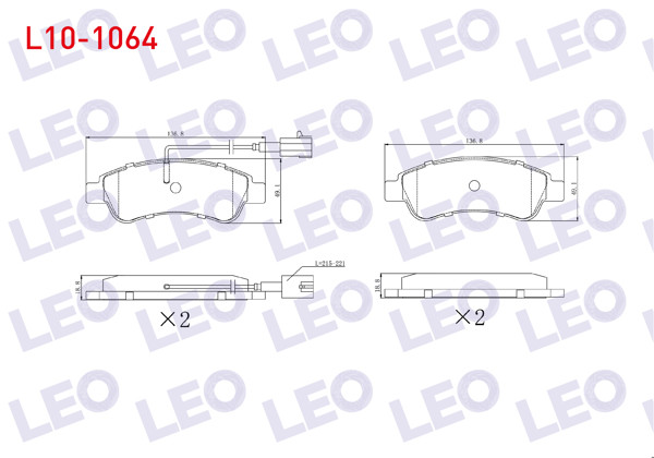 LEO L10-1064 | Fren Balata Arka Çift Fişli Fiat Ducato 2.0 Mjt 2014-/ Ducato 2.3 Mjt 2014-/ Citroen Jumper 2.2 HDI 2014-/ Peugeot Boxer 2.2 HDI 2014 -
