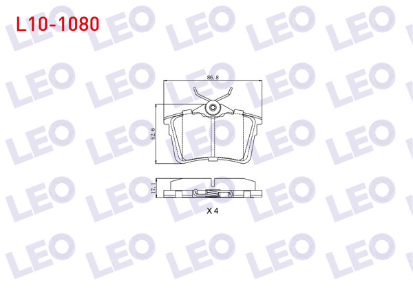 LEO L10-1080 | Fren Balata Arka Peugeot Partner 1.6 HDI 2008-/ 308 (4A,4C) 1.4 HDI 2007-2013 / 1.6 HDI 2007-2013 / 1.6 VTI 2007-2013 / Citroen Berlingo 1.6 HDI 2008 -