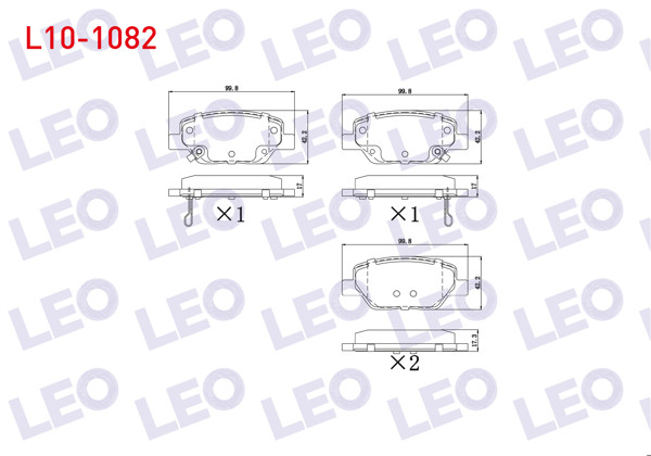 LEO L10-1082 | Fren Balata Arka Ikazlı Fiat Egea 1.3 Mjt 2015-/ Egea 1.6 Mjt 2015-/ Egea 1.4 16V 2015-/ Egea 1.6 16V 2015 -
