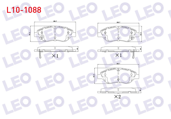 LEO L10-1088 | Fren Balata Ön Ikazlı Fiat Egea 1.3 Mjt 95 Hp 2015-/ 1.4 T-Jet 120 Hp 2015-/ 1.6 Mjt 120 Hp 2015-/ 1.6 E-Torq 110 Hp 2015-/ 1.6 E-Torq 120 Hp 2015-/ 1.4 Fıre 95 Hp 2015 -