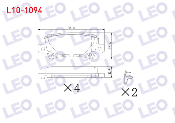 LEO L10-1094 | Fren Balata Arka Ikazlı Toyota Corolla 1.4 Vvt-I 2002-2007 / Corolla 1.6 Vvt-I 2002-2007 / Corolla 1.4 D-4D 2002-2007 / Corolla Verso 1.6 2004-2009 / Corolla Verso 2.0 D-4D 2004-2009