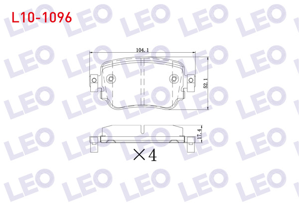 LEO L10-1096 | Fren Balata Arka Ikazlı Volkswagen Caddy IV 1.6 TDI 2015-/ Seat N (5F) 1.8 TSI 2012-/ 2.0 TDI 2012-/ N Cupra 2.0 TDI 2006-/ Skoda Octavia (5E3) 2.0 TDI 2012 -