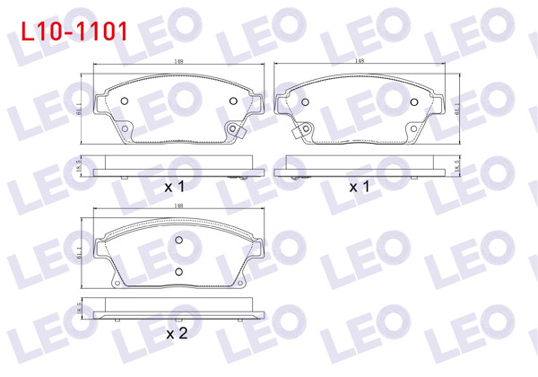 LEO L10-1101 | Fren Balata Ön Ikazlı Opel Astra J 1.6İ 16 Jant 2009-2016 / Mokka 1.4 2012-/ Zafira C 1.6 2011-/ Chevrolet Trax 1.6 2012-2014 / Cruze 1.6 2009-2014 /