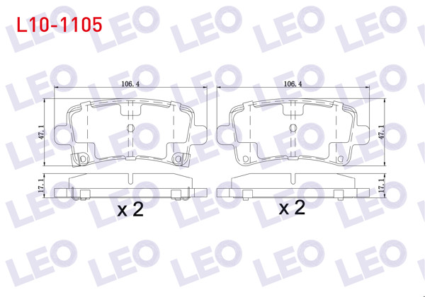 LEO L10-1105 | Fren Balata Arka Ikazlı Opel Insignia 1.6 16-17-18 Jant 2008-/ 1.6 T 2008-/ 2.0 CDTI 130 Hp 2008-/ 2.0 T 2008-/ 2.8 V6 2008 -