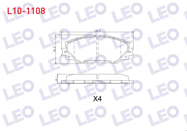 LEO L10-1108 | Fren Balata Ön Toyota Corolla (E15_) 1.6 Vvt-I 2007-2012 / Auris (Zre15) 1.6 Vvt-I 2007-2012