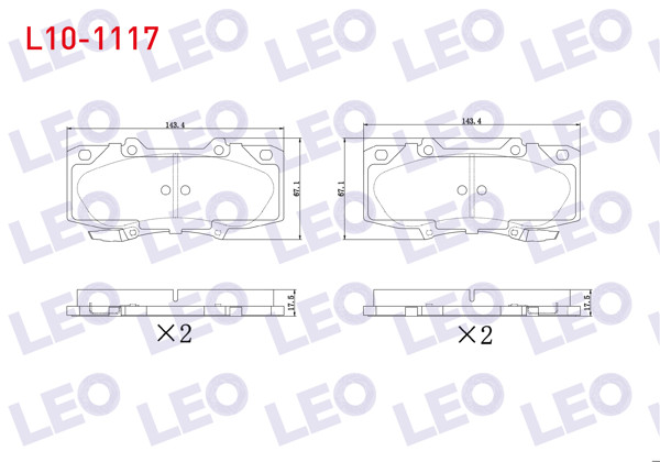 LEO L10-1117 | Fren Balata Ikazlı On Toyota Hı-Lux Pick Up (Tgn1_, Ggn2_, Ggn1_, Kun2_, Kun1_) 2.5 D-4D 17.20mm 2005 -