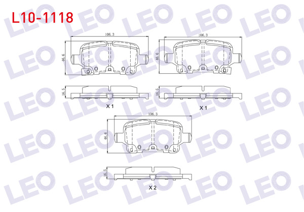 LEO L10-1118 | Fren Balata Arka Ikazlı Opel Astra K 1.0İ Turbo-1.4İ Turbo-1.6 CDTI 15-16 Jant 2015 -