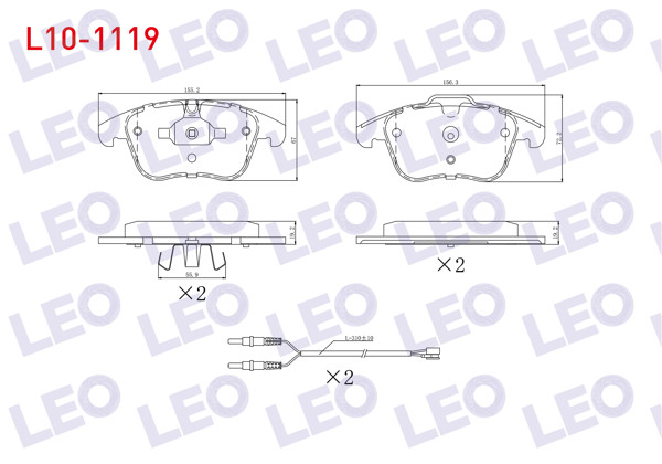 LEO L10-1119 | Fren Balata Ön Fişli Citroen C5 III 1.6 HDI 2008-2015 / Mondeo IV 2.0İ 2007-2014 / Mondeo IV 1.6 TDCI 2007-2014 / Freelander II 2.2 Td4 2006-2014 / S60 II 1.6 D 2010-/ Jaguar Xk 4.2İ 2006 -