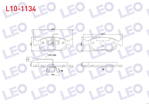 LEO L10-1134 | Fren Balata Ön Fişli Fiat G.Punto Evo (199) 1.3 Mjt 2008-2012 / G.Punto Evo (199) 1.2İ 2008-2012 / G.Punto Evo (199) 1.4 2008-2012 / G.Punto Evo (199) 1.6 2008-2012