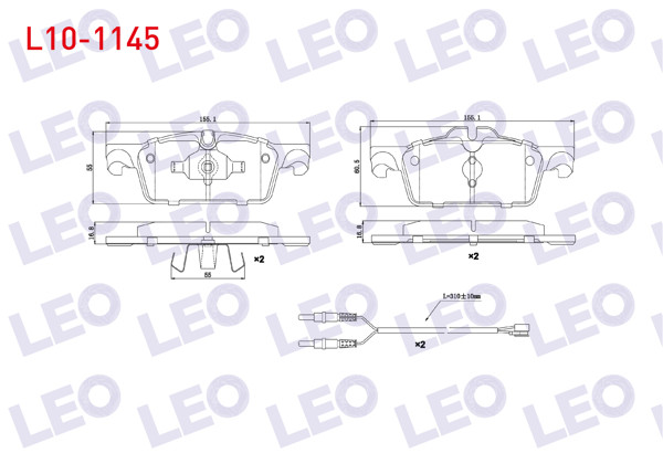 LEO L10-1145 | Fren Balata Ön Fişli Peugeot 508 1.6 HDI 2010-/ 508 1.6 E-HDI 2010-/ 508 Sw 1.6 HDI 2010-/ 508 Sw 1.6 E-HDI 2010 -