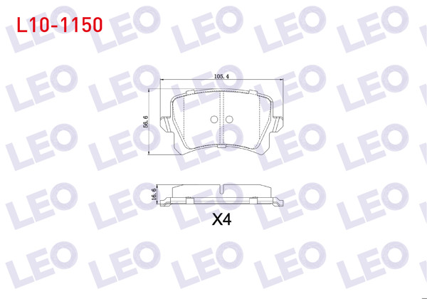 LEO L10-1150 | Fren Balata Arka Volkswagen Tiguan (5N_) 1.4 TSI 2007-2016 / Tiguan (5N_) 2.0 TDI 2007-2016 / Tiguan (5N_) 2.0 FSI 2007-2016 / Audi Q3 (8U) 1.4 TFSI 2011-/ Q3 (8U) 2.0 TDI 2011-/ Seat Alhambra 1.4 TSI 2010 -