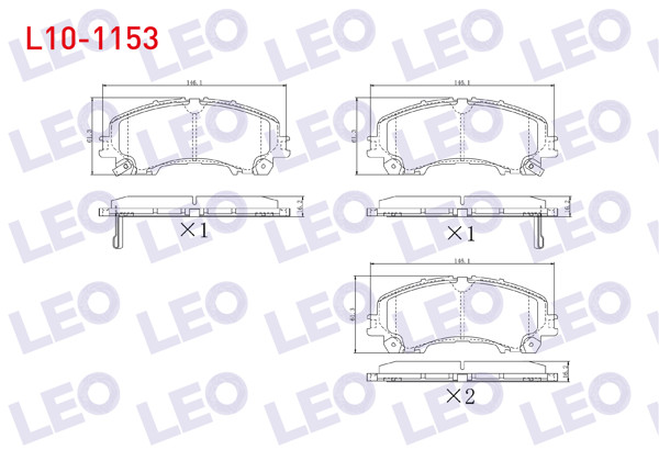 LEO L10-1153 | Fren Balata Ön Ikazlı Nissan X-Traıl (T32) 1.6 DCI 2013-/ X-Traıl (T32) 1.6 DCI 4X4 2013-/ X-Traıl (T32) 1.6 Dıg-T 2013-/ Infiniti Q50 2.2 D 2013 -